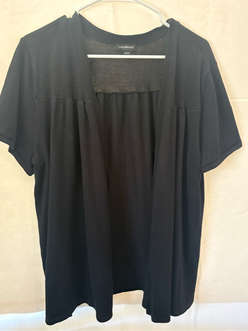 Lane Bryant Black Short Sleeve Open Front Cardigan
